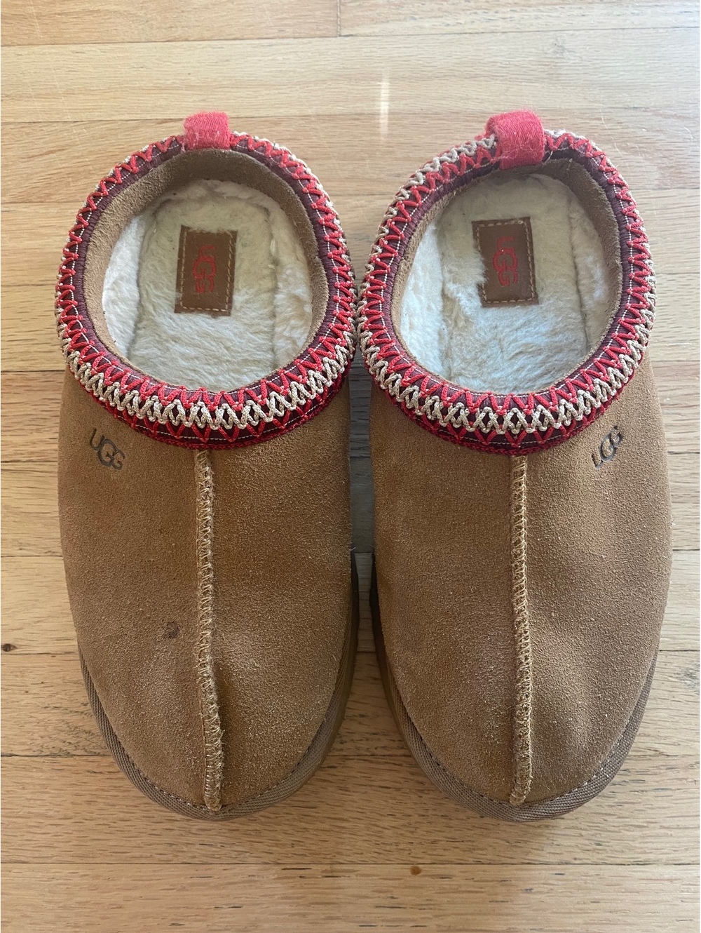 Ugg Tazz shearling suede slippers clogs mules chestnut child size 3